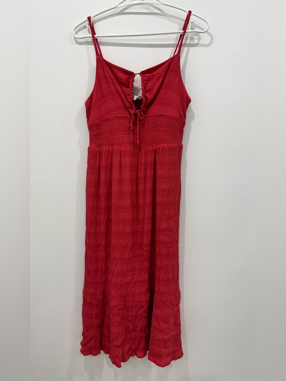 Wild Skye Red Smocked Babydoll Mini Dress | Sleeveless Tie Front